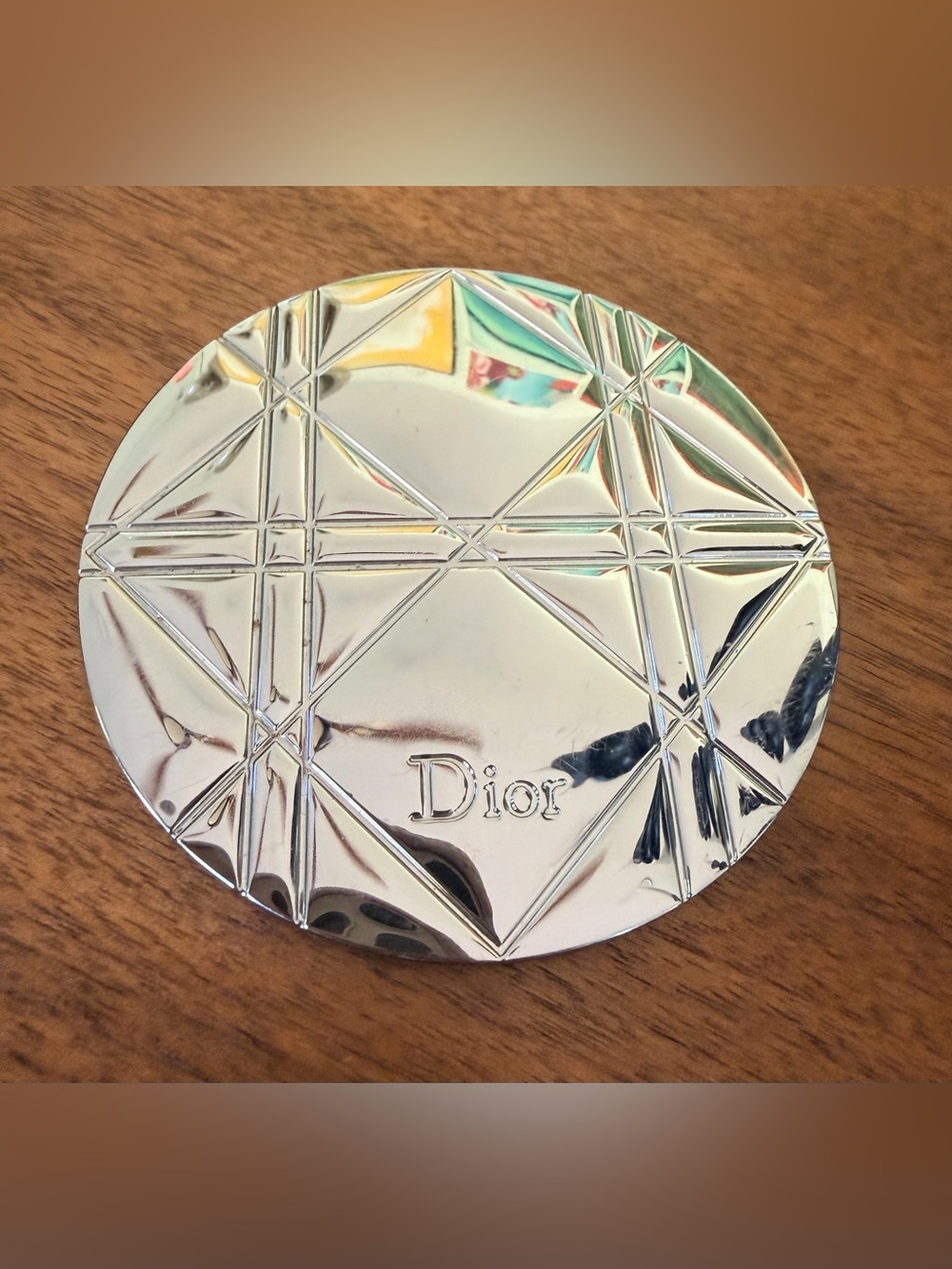 Dior Silver Cannage Pattern Dual Magnification Pocket Mirror NEW in SEALED BOX